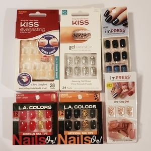 6 Sets Glue/Press On Nails Kiss/Impress/LAColors